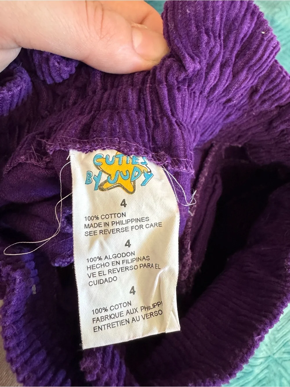 90s Kids Purple Corduroy Paperbag Waist Pants